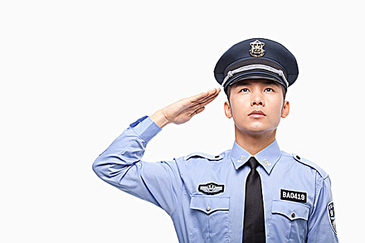 警察,敬礼,棚拍