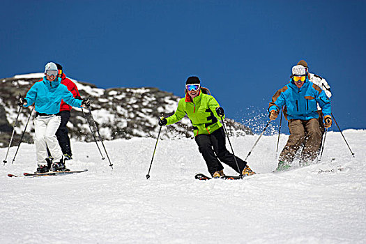 美国,佛蒙特州,四个,专家,滑雪者,滑雪,平底船船夫