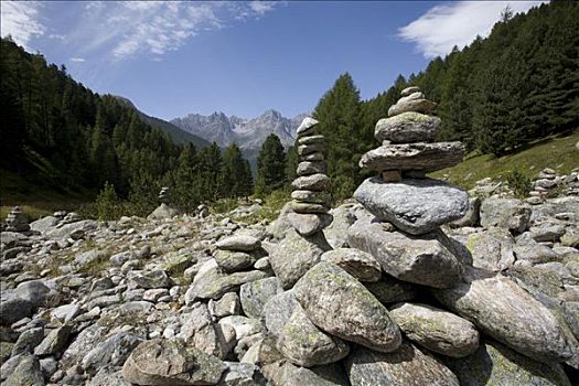 累石堆,山景,恩加丁,瑞士,欧洲