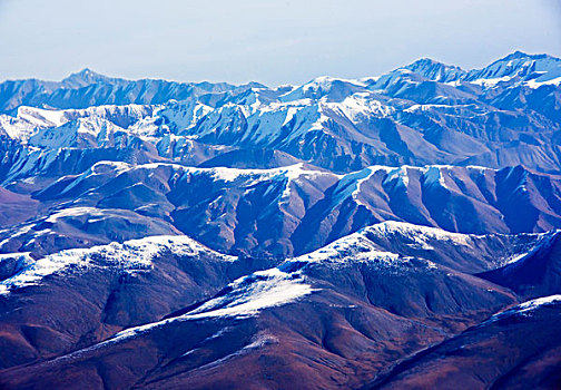 山脊,地形,雪山,群山