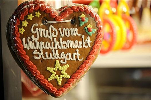 心状姜饼,圣诞市场,斯图加特,德国