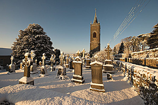 墓地,冬天,基尔肯尼郡,爱尔兰