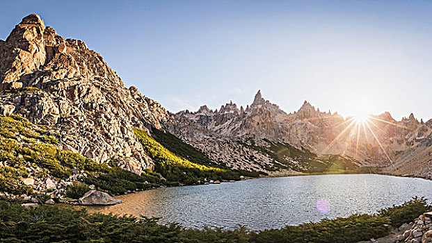 日光,风景,山,湖,纳韦尔瓦皮,国家公园,里奥内格罗,阿根廷