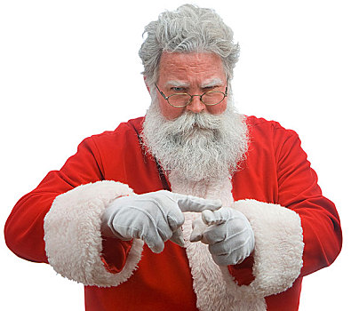 圣诞老人,白色背景,制作,责斥,手势
