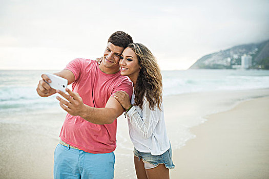 年轻,情侣,伊帕内玛海滩,里约热内卢,巴西