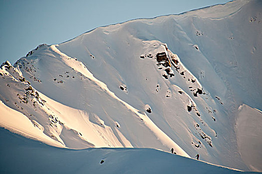 边远地区,滑雪者,雪,山脊,高处,基奈,山峦,冬天,阿拉斯加