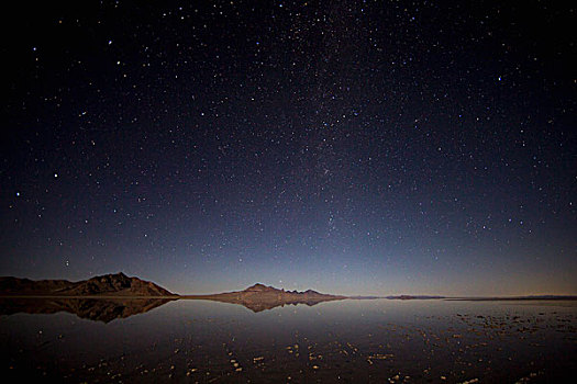 洪水,盐滩,夜晚,星空,高处