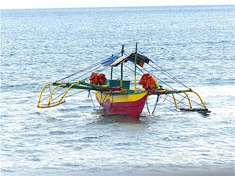 彩色,东南亚,渔船