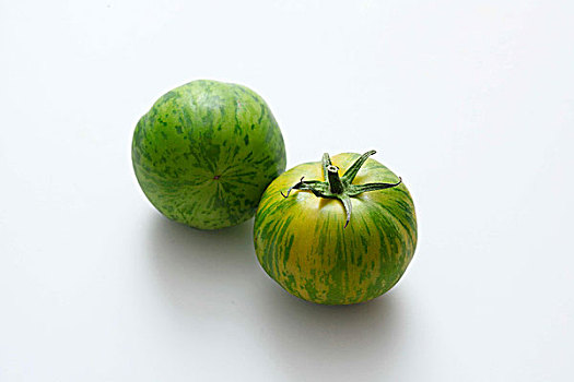 两个,绿色,条纹,西红柿,白色,表面
