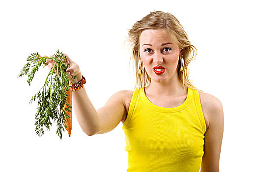 健康饮食,女孩,令人反感,胡萝卜