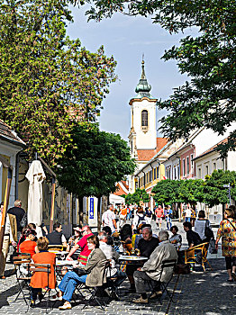 圣安德烈,靠近,布达佩斯,咖啡馆,镇中心,旅游,城镇,艺术家,教堂,银行,多瑙河,一个,魅力,匈牙利,害虫,大幅,尺寸