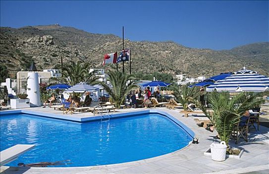 酒店,游泳池,海滩,基克拉迪群岛,希腊,欧洲