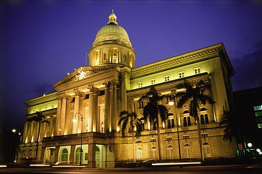 新加坡,最高法院,建筑,夜晚