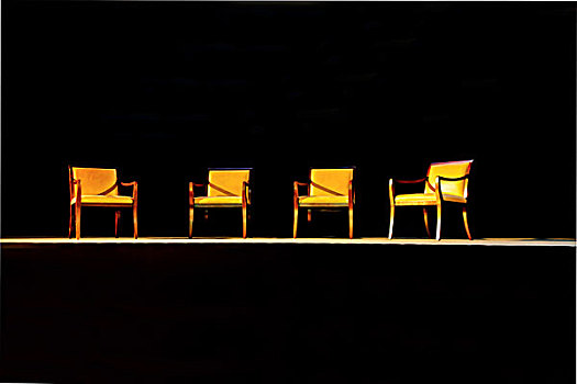 四个,椅子,舞台