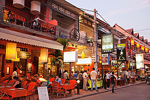 柬埔寨,收获,餐馆,酒吧,街道