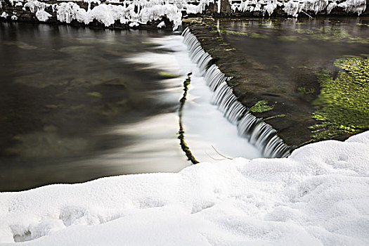 冬日雪景与流水