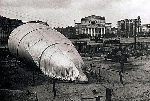 拦河坝,气球,波修瓦大剧院,莫斯科,苏联,艺术家,未知