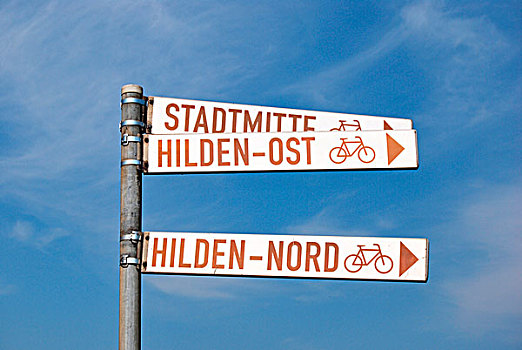 标识,柱子,骑车,北莱茵威斯特伐利亚,德国,欧洲