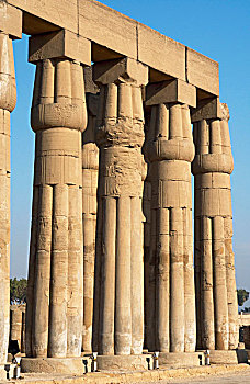 埃及,卢克索神庙,阿蒙霍特普三世,柱子,纸莎草,第十八王朝,埃及新王国,古老,底比斯