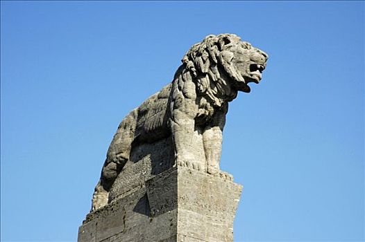 石狮,雕塑,贝尔吉施地区,北莱茵-威斯特伐利亚,德国