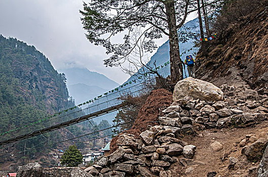 接近,桥,尼泊尔
