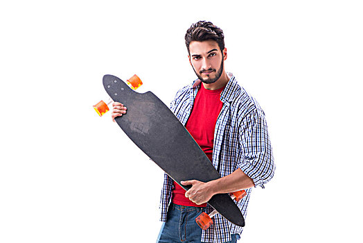 年轻,玩滑板,滑板,隔绝,白色背景,背景