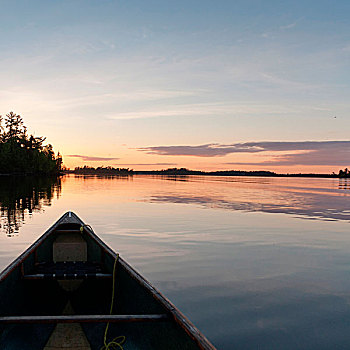独木舟,湖,木头,安大略省,加拿大