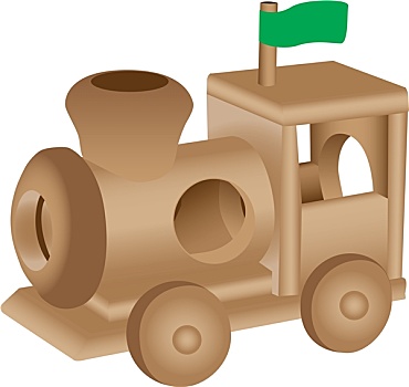 插画,木制玩具,列车