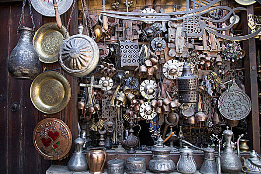 土耳其,市场,展示,铜,锡,黄铜,物品