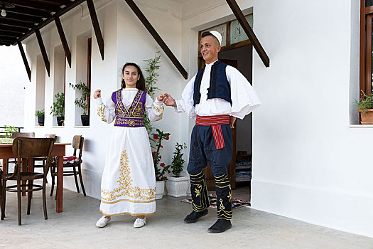 多,传统服装,国家,阿尔巴尼亚,跳舞,培拉特,欧洲