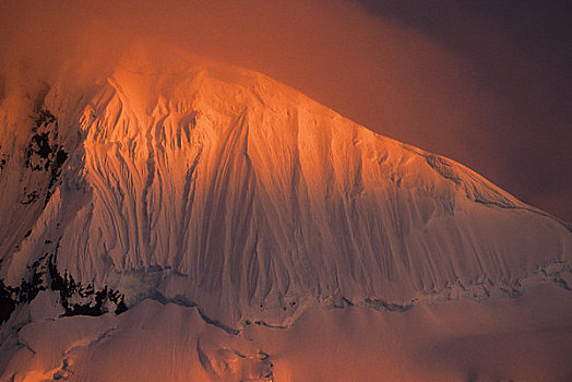 南极半岛,区域,午夜,阳光,山