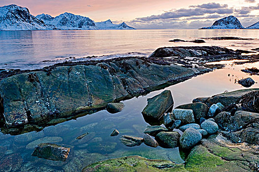 湾,罗浮敦群岛,挪威北部,挪威,欧洲