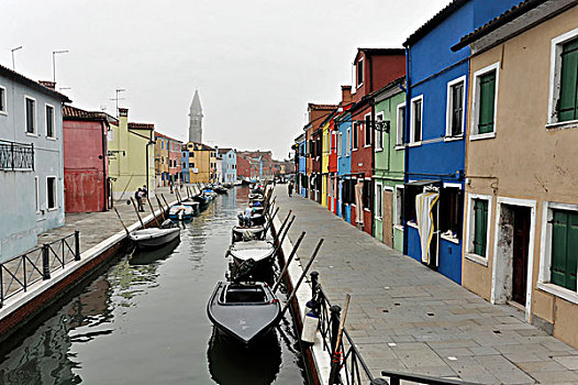 彩色,房子,运河,布拉诺岛,威尼斯,威尼托,区域,意大利,欧洲