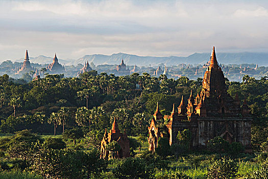庙宇,日出,蒲甘,缅甸