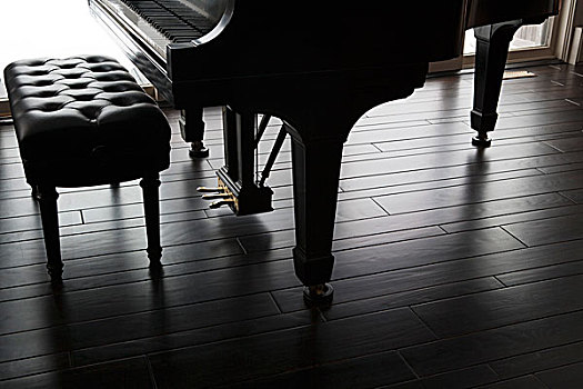 大钢琴,脚,踏板,长椅,地面