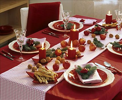 圣诞桌,装饰,苹果