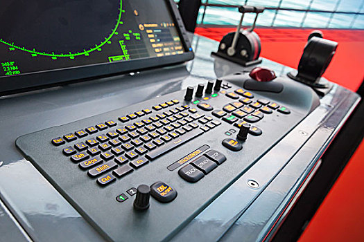 现代,船,控制板,雷达,显示屏,跟踪球,键盘