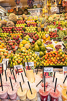 欧洲,西班牙,巴塞罗那,食品市场,水果