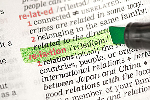 关系,定义,突显,绿色,字典