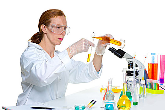 化学品,实验室,科学家,女人,看,试管