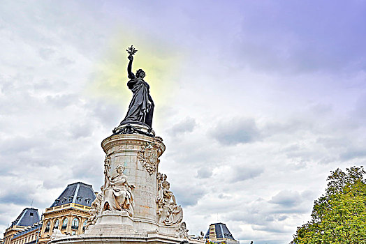 法国,巴黎,地点,雕塑,共和国