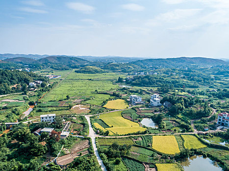 俯瞰湖南乡村田园风光,中国衡阳常宁