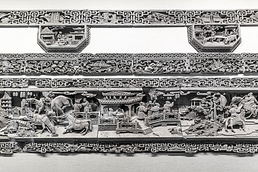 清代游春图人物门罩砖雕,安徽博物院馆藏