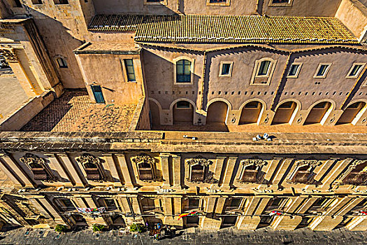 俯拍,石头,露台,屋顶,古建筑,城市,诺托,省,锡拉库扎,西西里,意大利