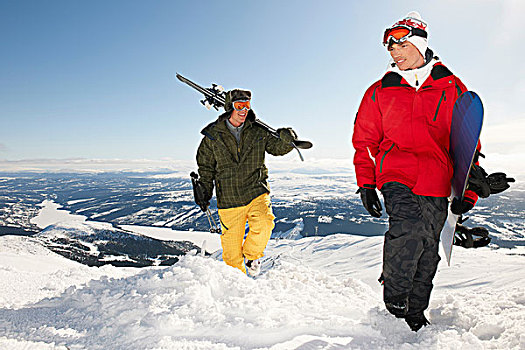 滑雪板玩家,滑雪,设备,山