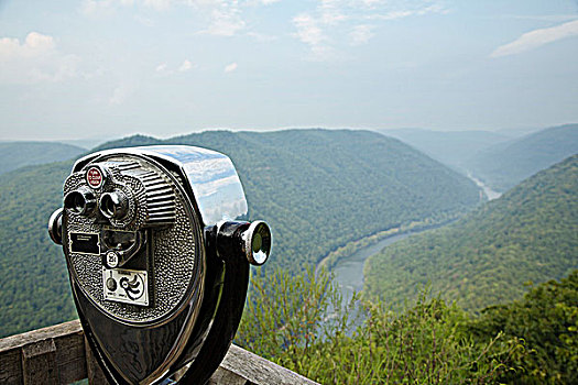 美国,西维吉尼亚,新,河,峡谷,观测点,投币望远镜