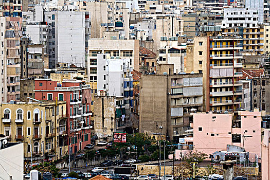 贝鲁特,城市,人口稠密,建筑,一堆,一起