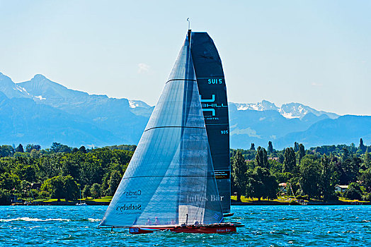 帆船,团队,倾斜,日内瓦湖,赛舟会,日内瓦州,瑞士,欧洲