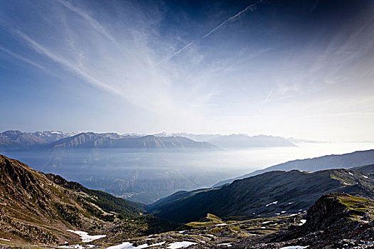 风景,上升,山,斯特崴奥,国家,公园,远眺,山谷,意大利,欧洲