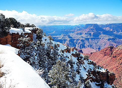 大峡谷,全景,风景,冬天,雪